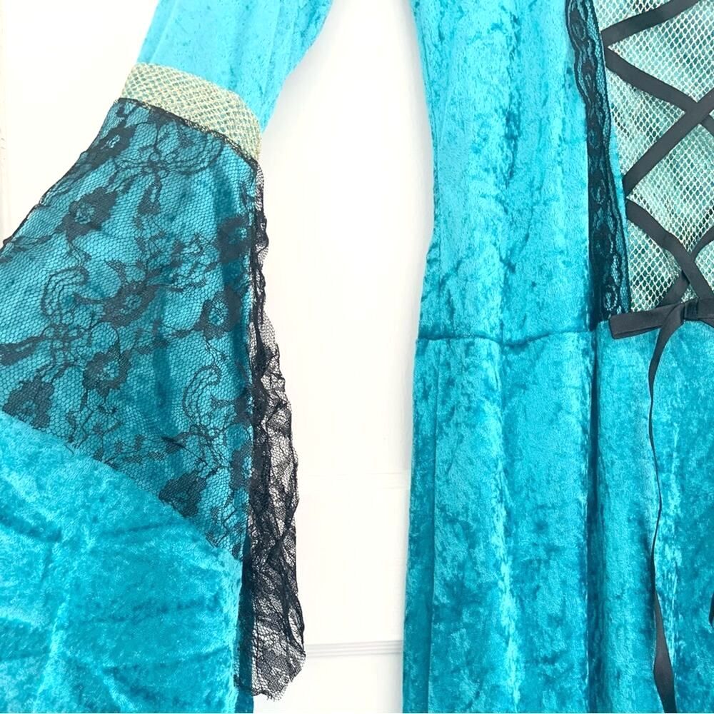 Ren Faire Queen Costume Blue Velvet Gown Dress Renaissance  NEW IN PACKAGE - Picture 2 of 16